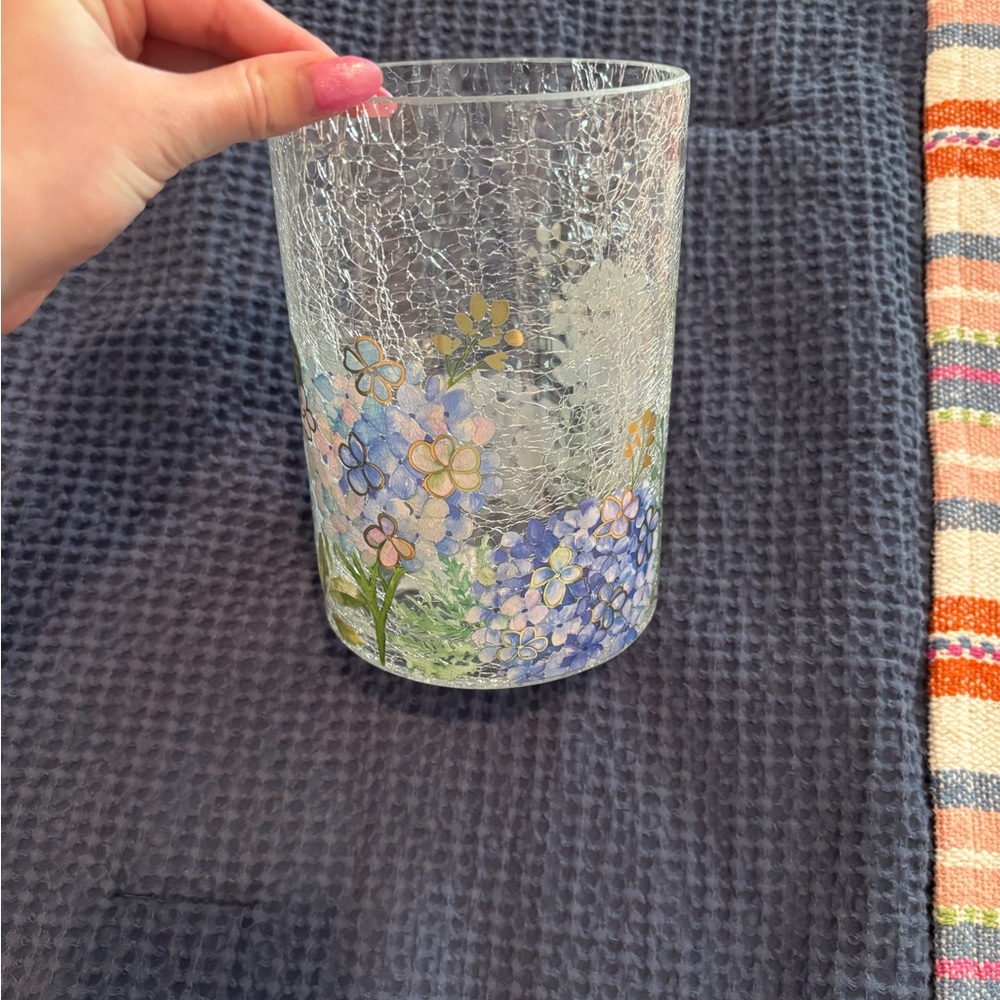 Yankee Candle Blue Hydrangea Crackle Glass - Candle Holder